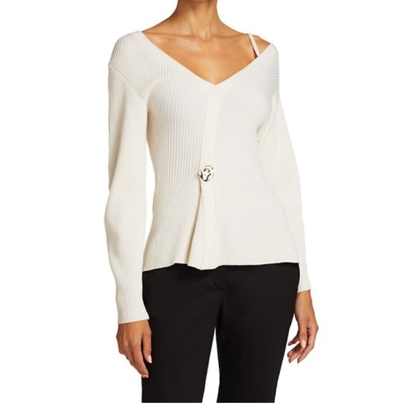 3.1 Phillip Lim Wool Ribbed Off Shoulder Sweater - Picture 2 of 5